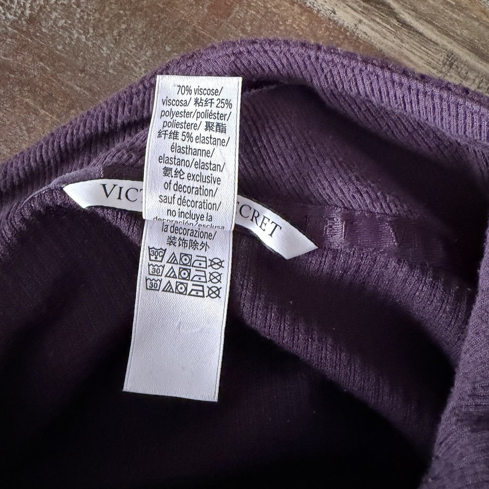 Victoria's Secret Womens‎ Purple Half Zip Cropped Pullover XS Ribbed - Picture 6 of 9